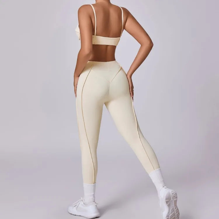 Women’s Seamless Yoga Set – High-Waist Leggings & Backless Bra