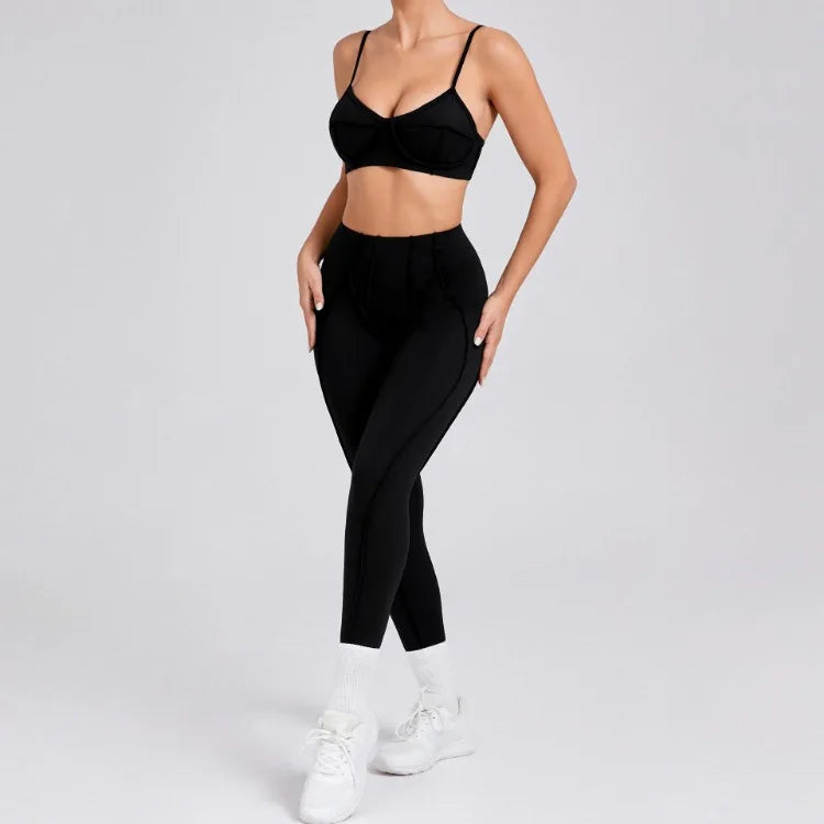 Women’s Seamless Yoga Set – High-Waist Leggings & Backless Bra