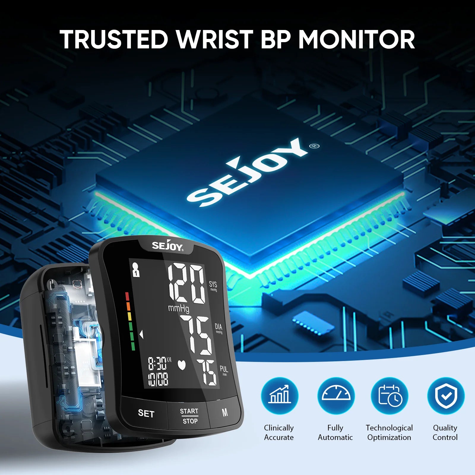 Digital Wrist Blood Pressure Monitor – Electronic BP Meter