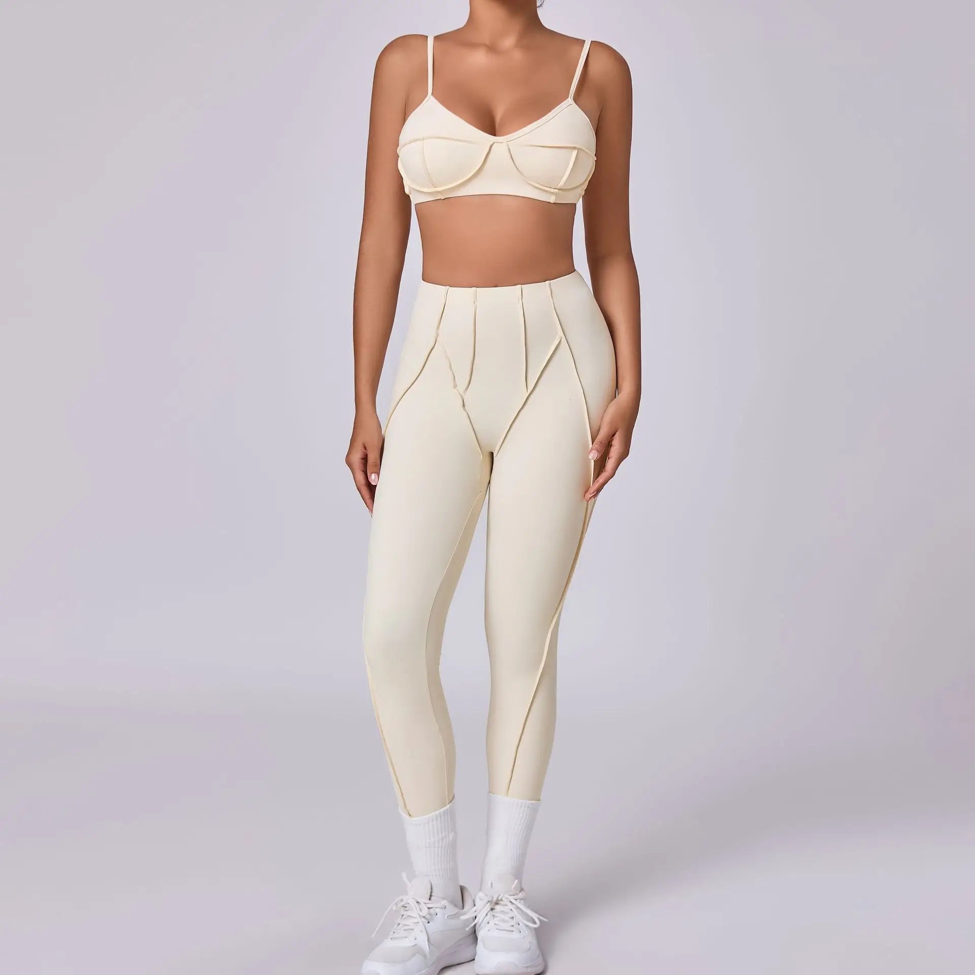 Women’s Seamless Yoga Set – High-Waist Leggings & Backless Bra