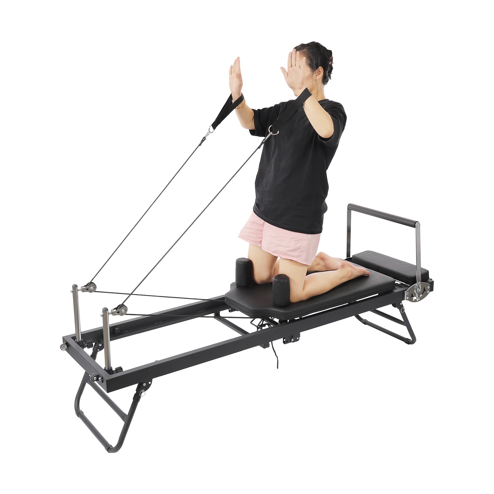 Foldable Steel Pilates Reformer Machine – Black/Grey