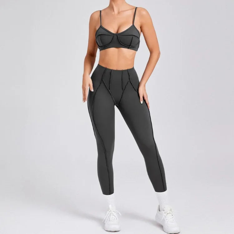 Women’s Seamless Yoga Set – High-Waist Leggings & Backless Bra