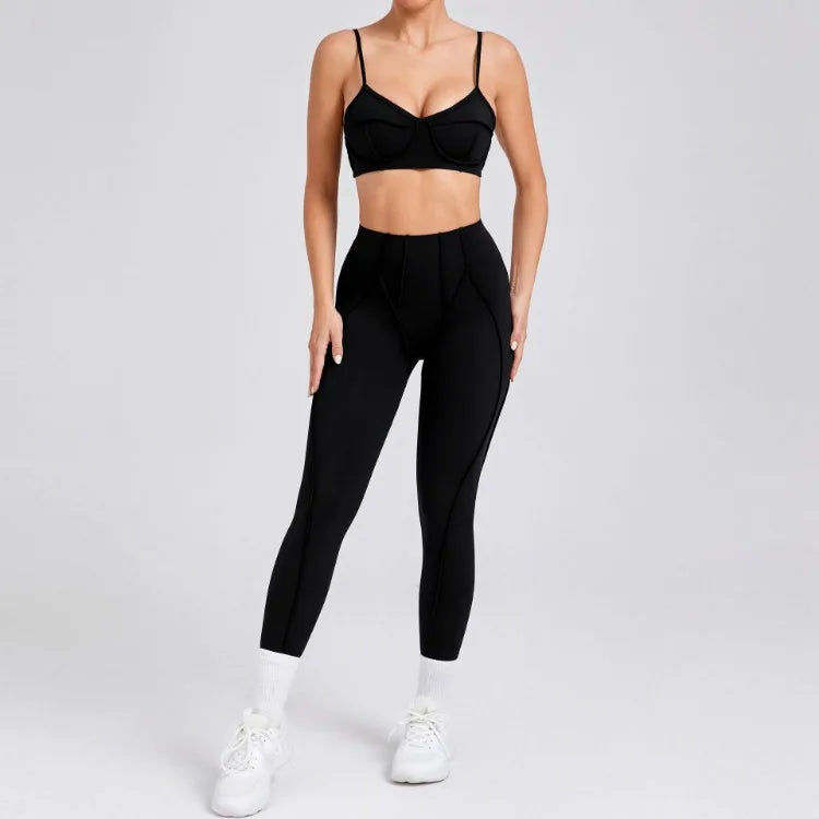 Women’s Seamless Yoga Set – High-Waist Leggings & Backless Bra