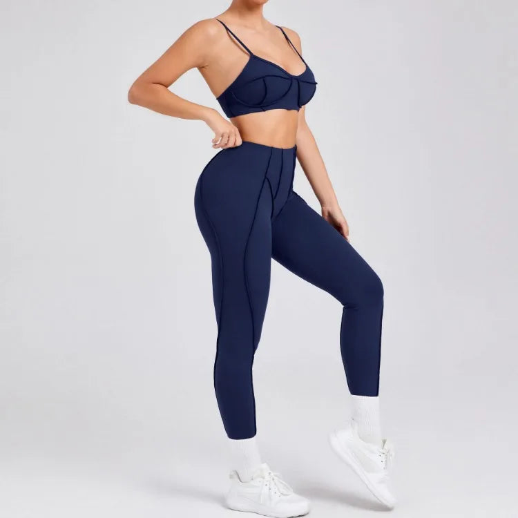 Women’s Seamless Yoga Set – High-Waist Leggings & Backless Bra