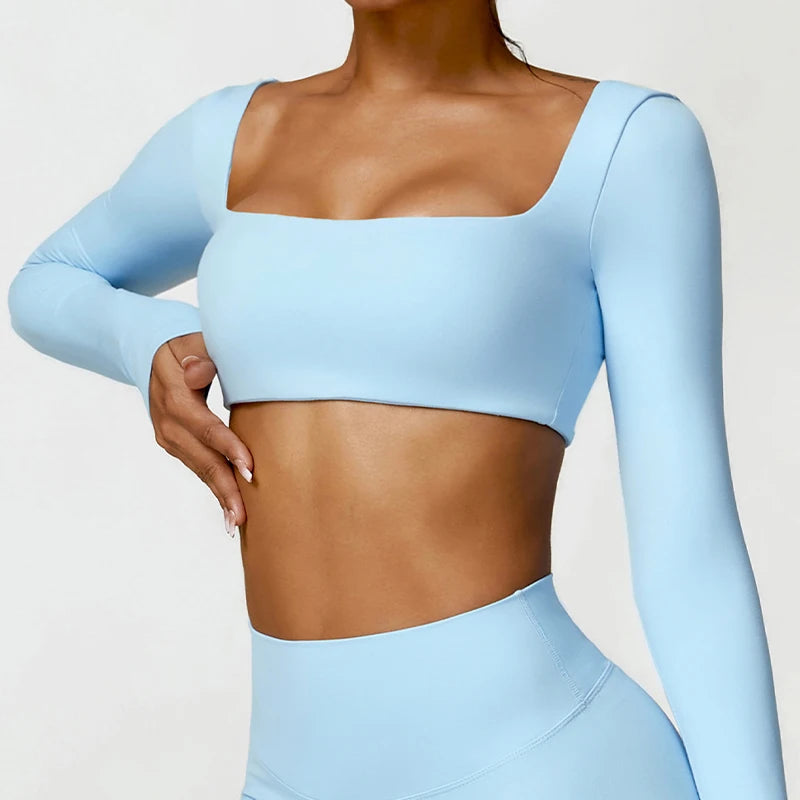 Women’s Quick-Dry Sports Crop Top – Long Sleeve