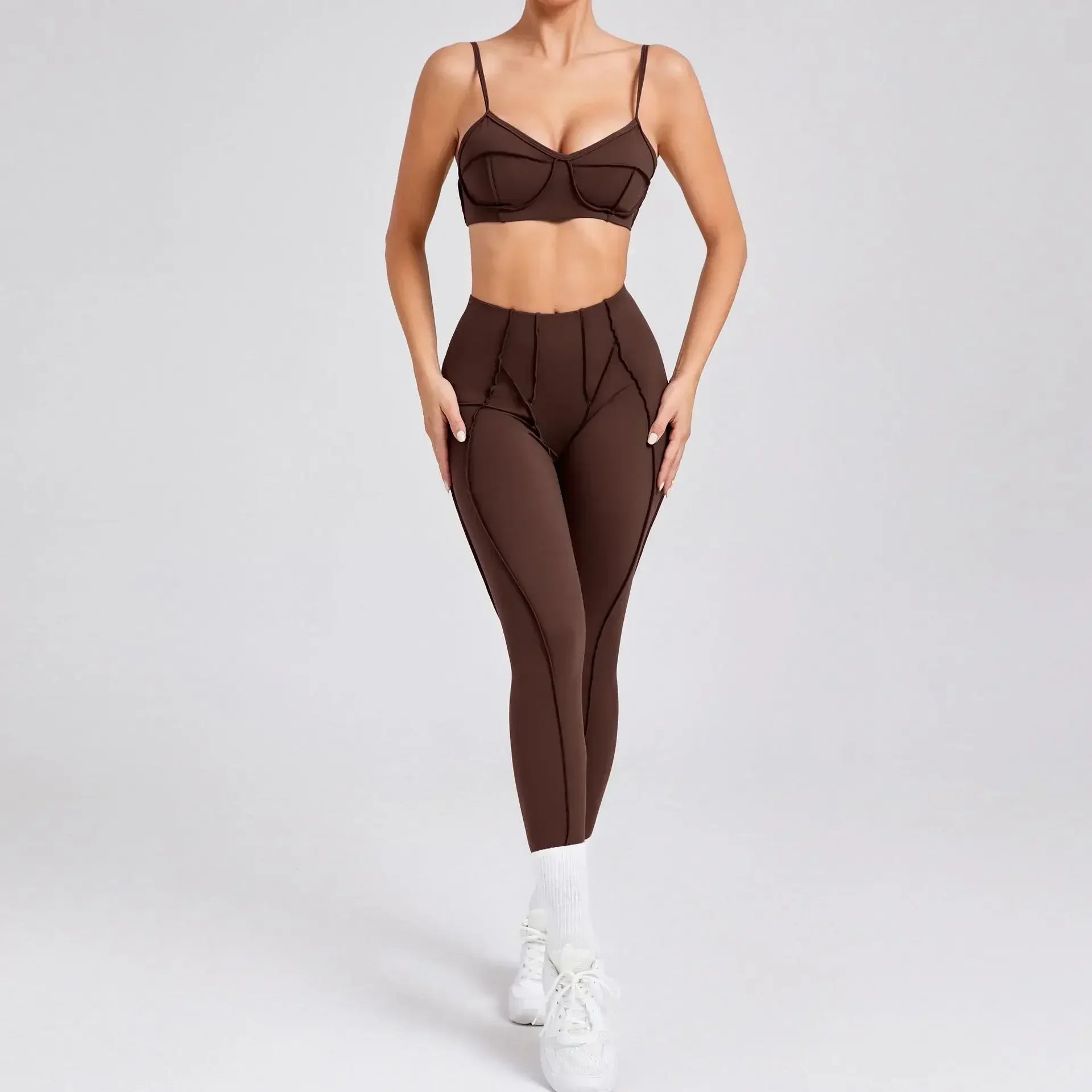 Women’s Seamless Yoga Set – High-Waist Leggings & Backless Bra