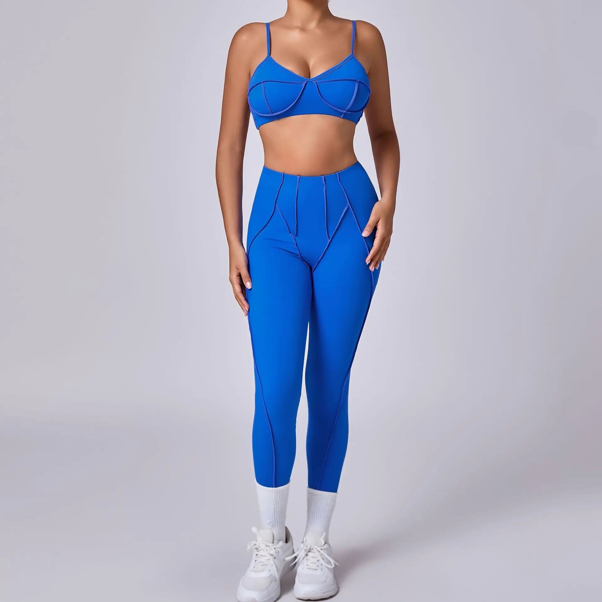 Women’s Seamless Yoga Set – High-Waist Leggings & Backless Bra