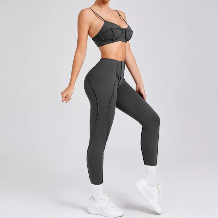 Women’s Seamless Yoga Set – High-Waist Leggings & Backless Bra