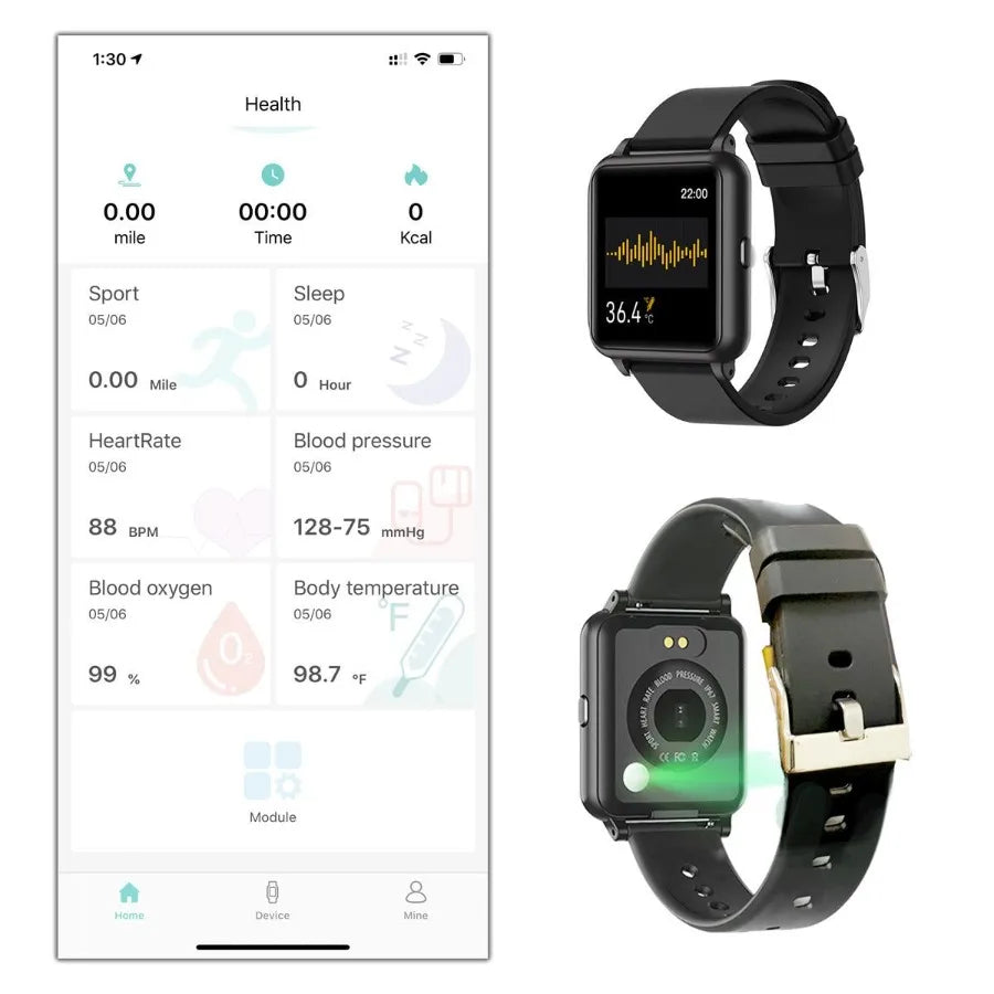 Smart Watch with Oximeter, Thermometer & Pulse Monitor