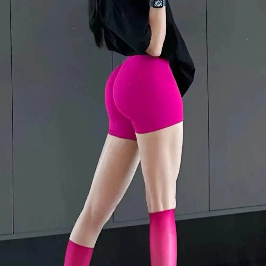 Seamless High-Waist Fitness Shorts – Peach Hip