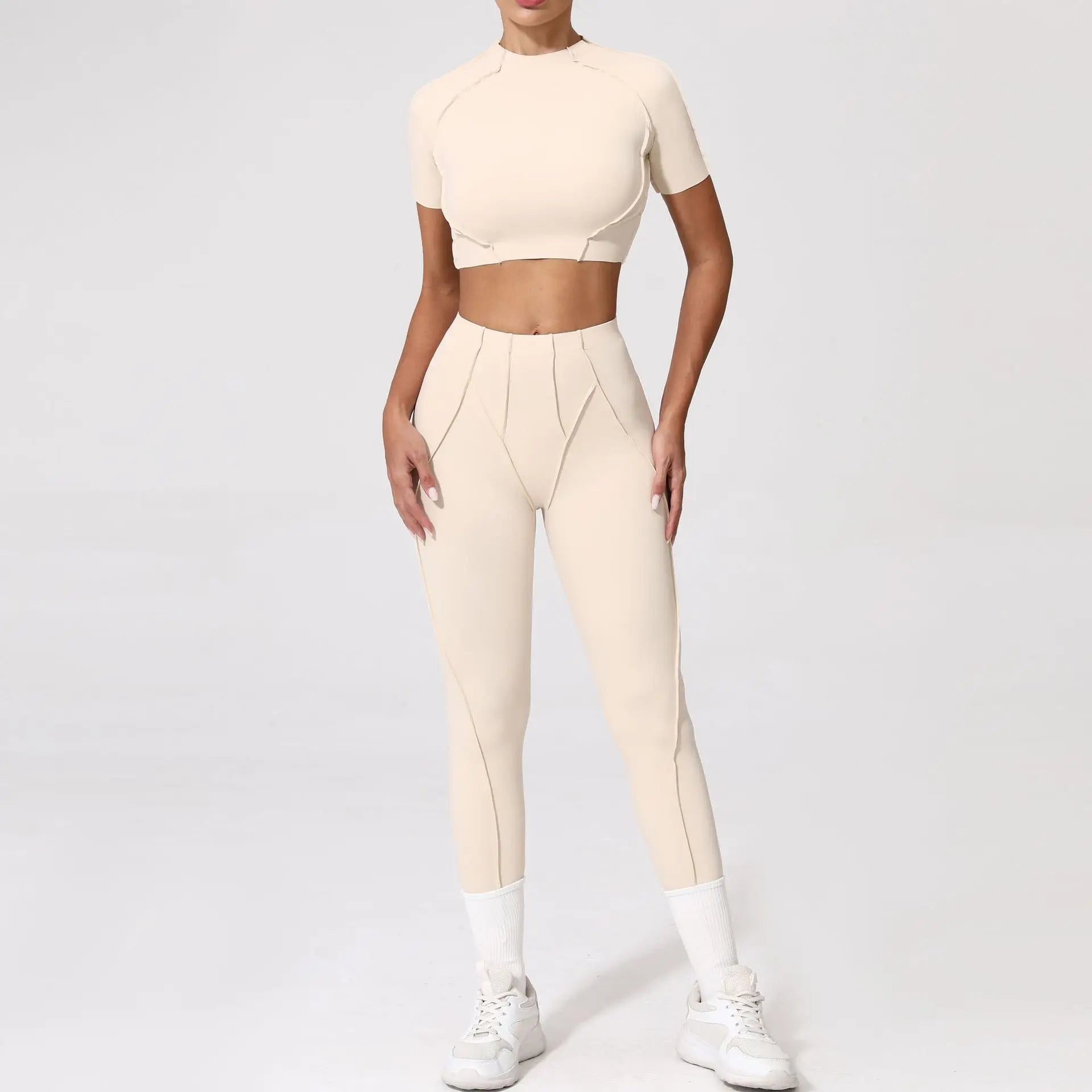 Women’s Seamless Yoga Set – High-Waist Leggings & Backless Bra