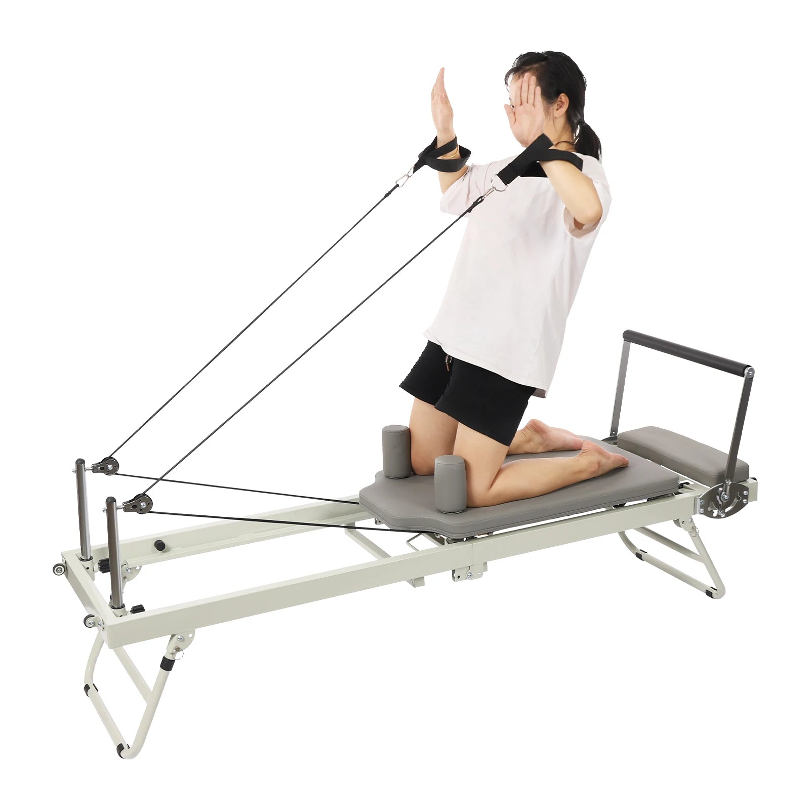 Foldable Steel Pilates Reformer Machine – Black/Grey