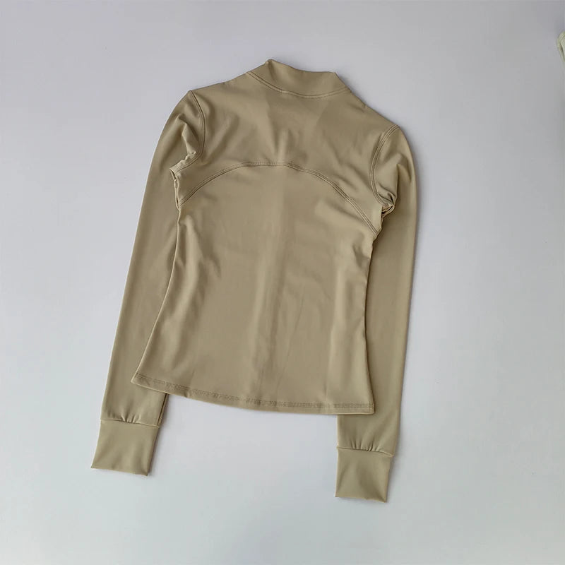 Women’s High-End Yoga Jacket – Long Sleeve, Standing Collar