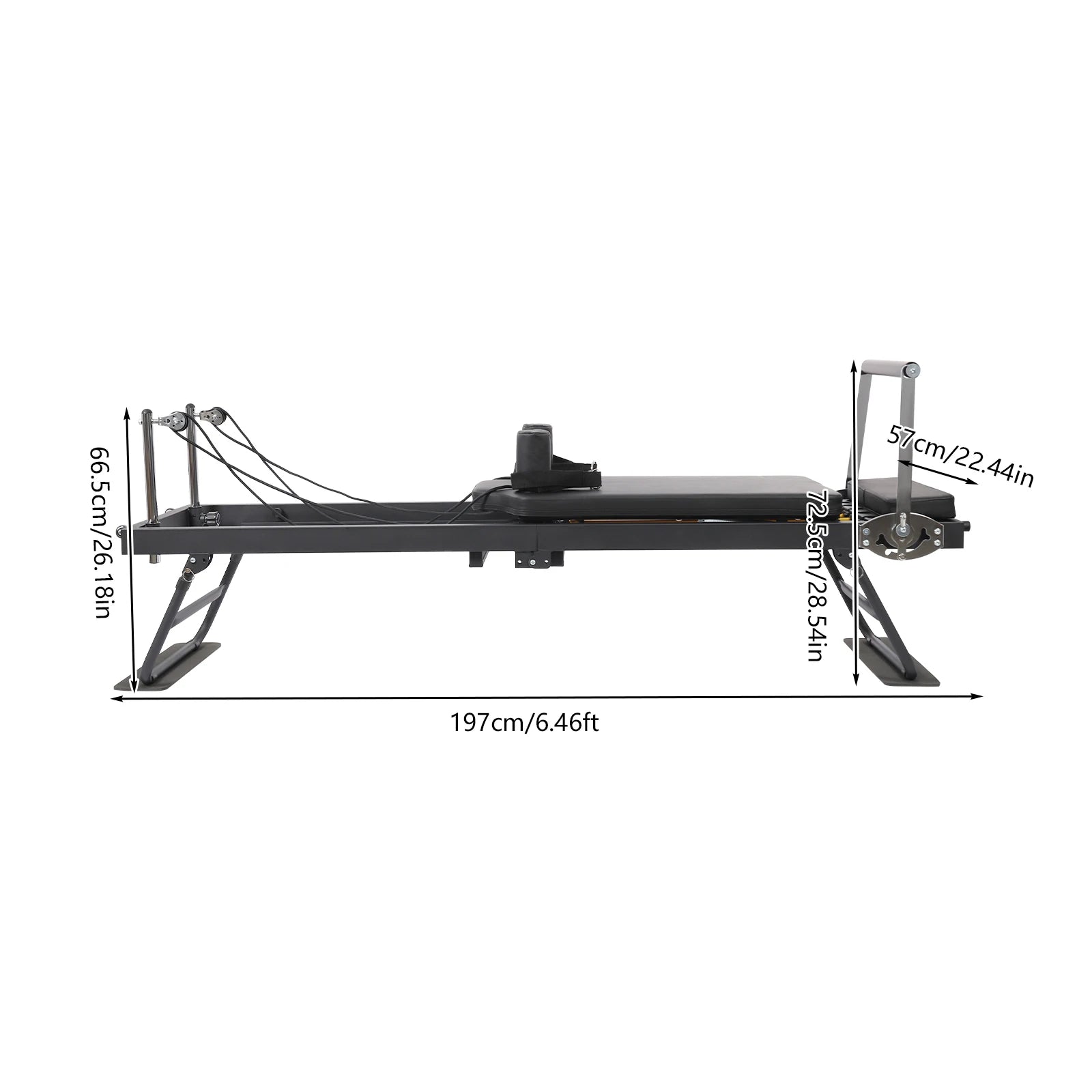 Foldable Steel Pilates Reformer Machine – Black/Grey