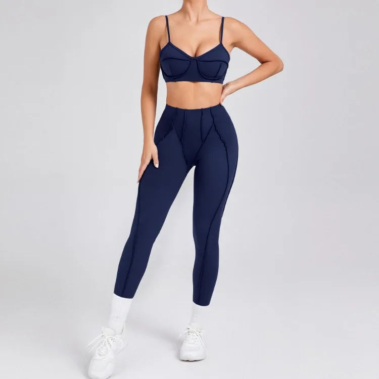 Women’s Seamless Yoga Set – High-Waist Leggings & Backless Bra