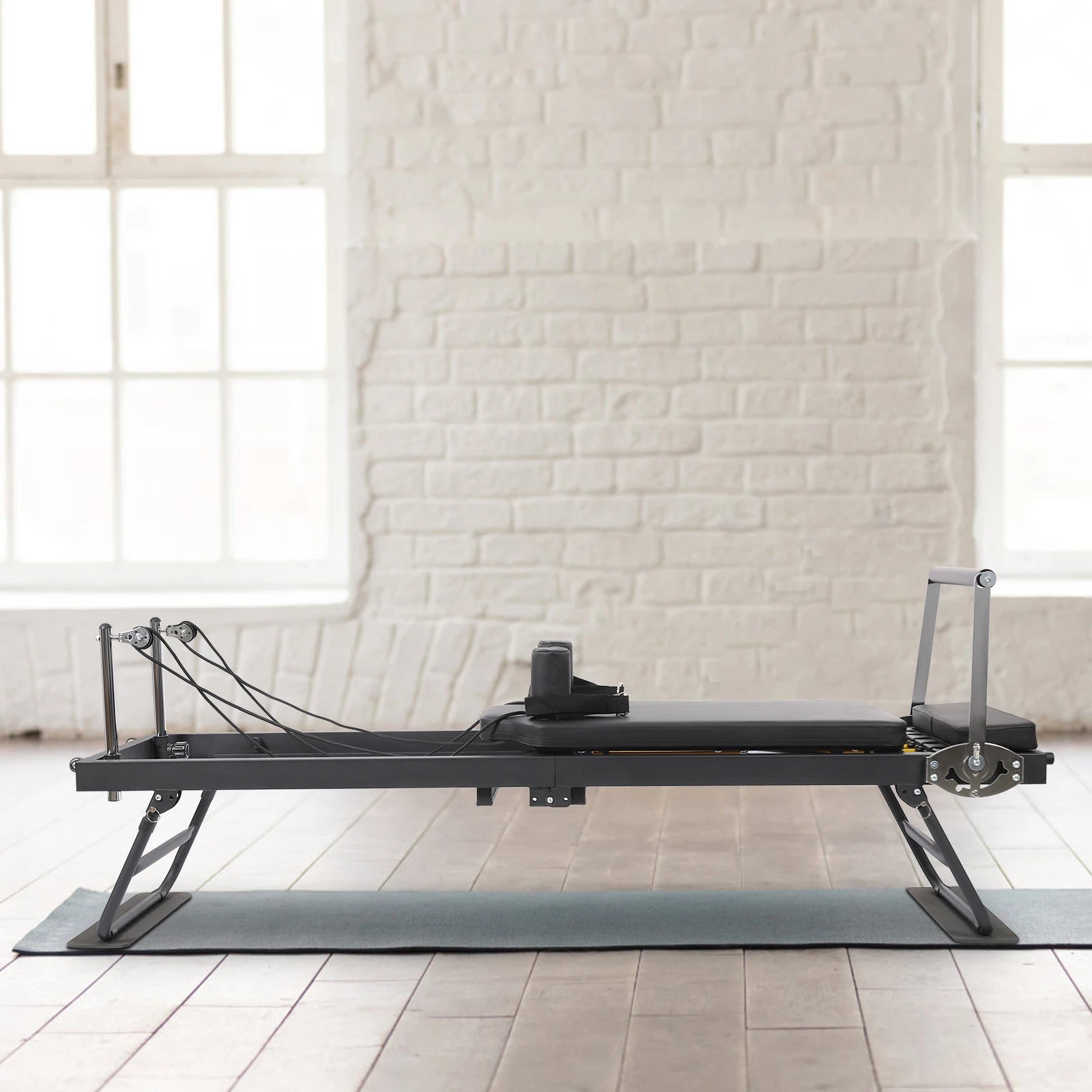 Foldable Steel Pilates Reformer Machine – Black/Grey
