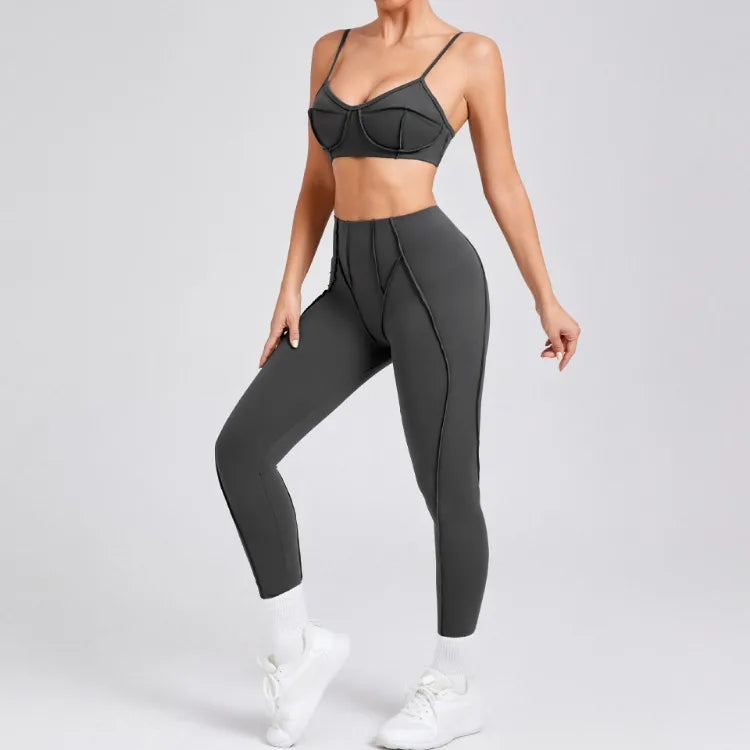 Women’s Seamless Yoga Set – High-Waist Leggings & Backless Bra