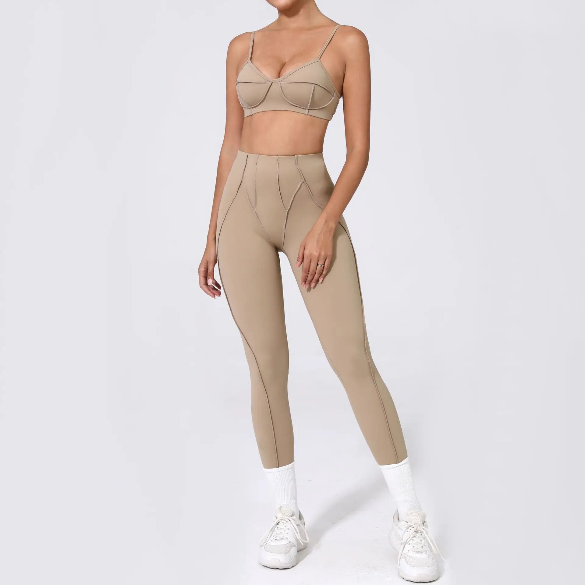 Women’s Seamless Yoga Set – High-Waist Leggings & Backless Bra