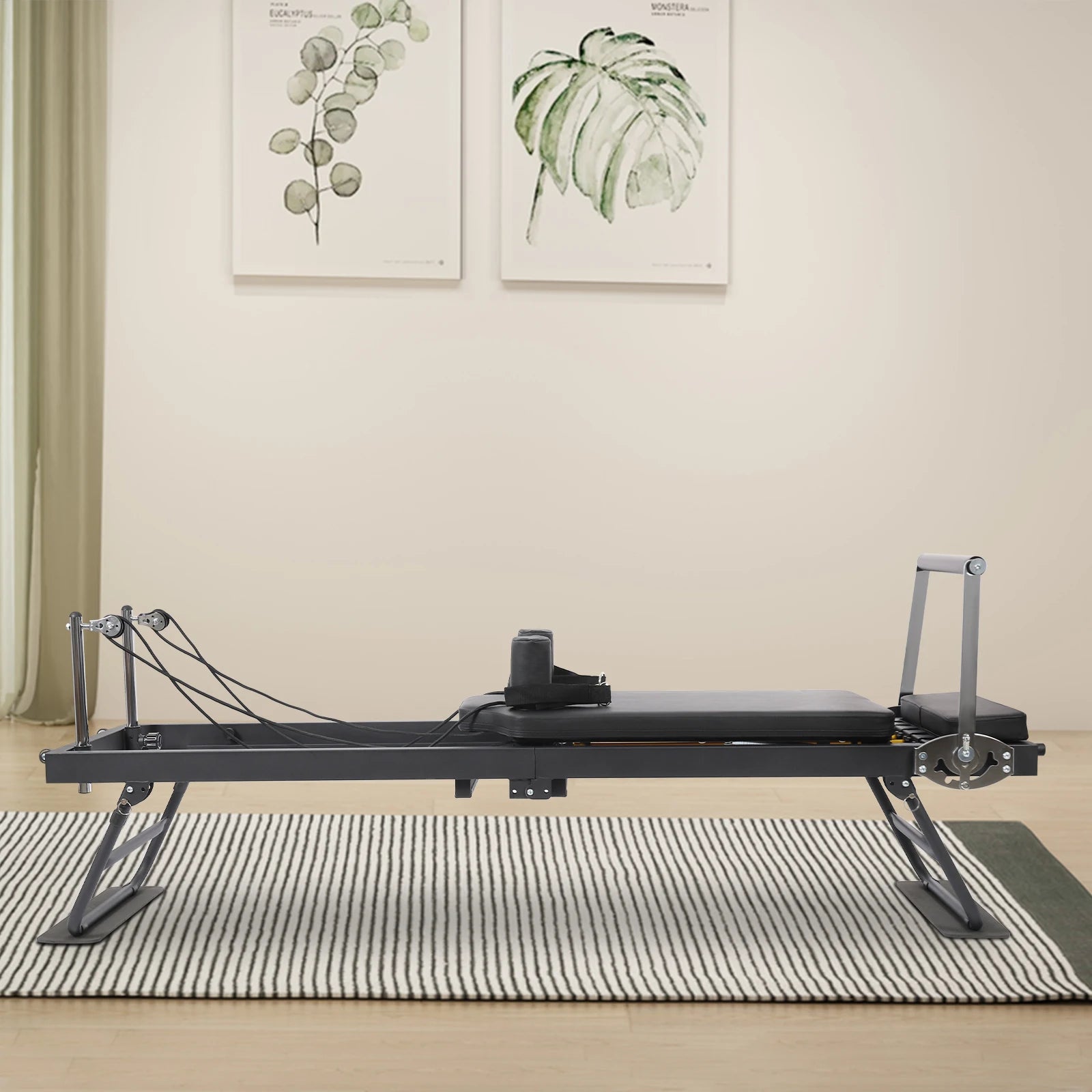 Foldable Steel Pilates Reformer Machine – Black/Grey