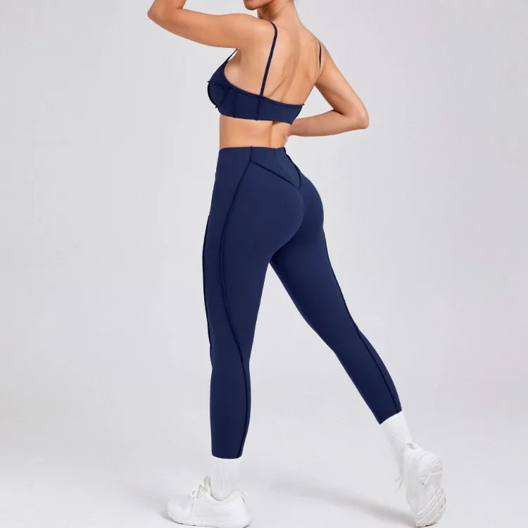 Women’s Seamless Yoga Set – High-Waist Leggings & Backless Bra