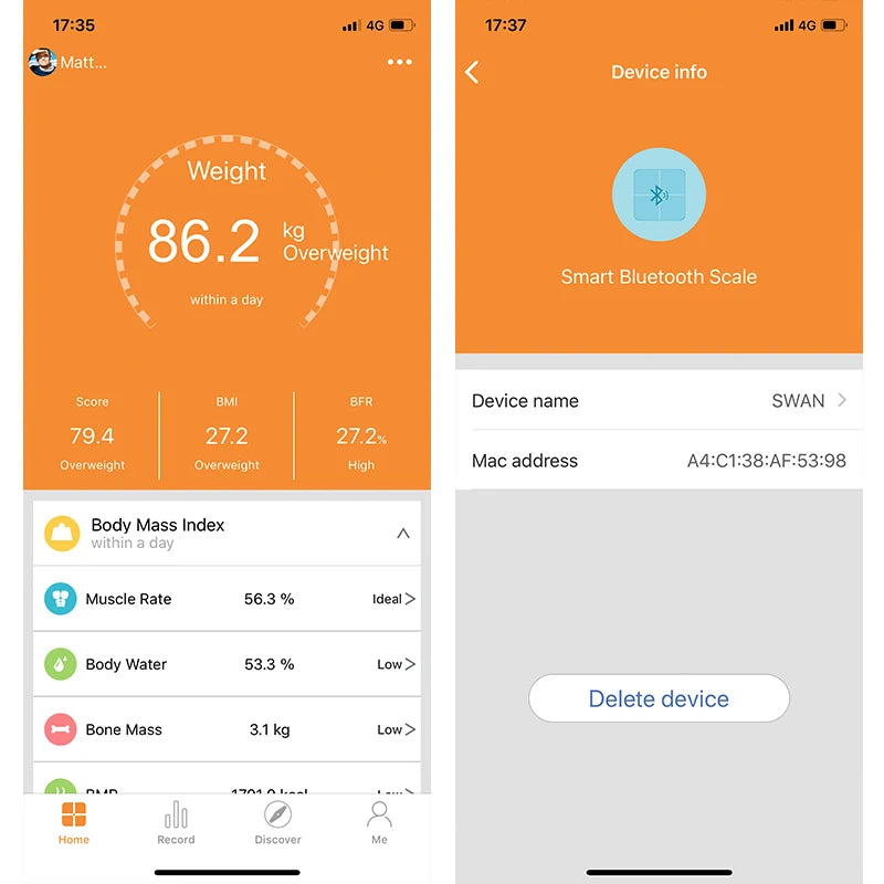 Bluetooth Smart Body Fat Scale – 150KG