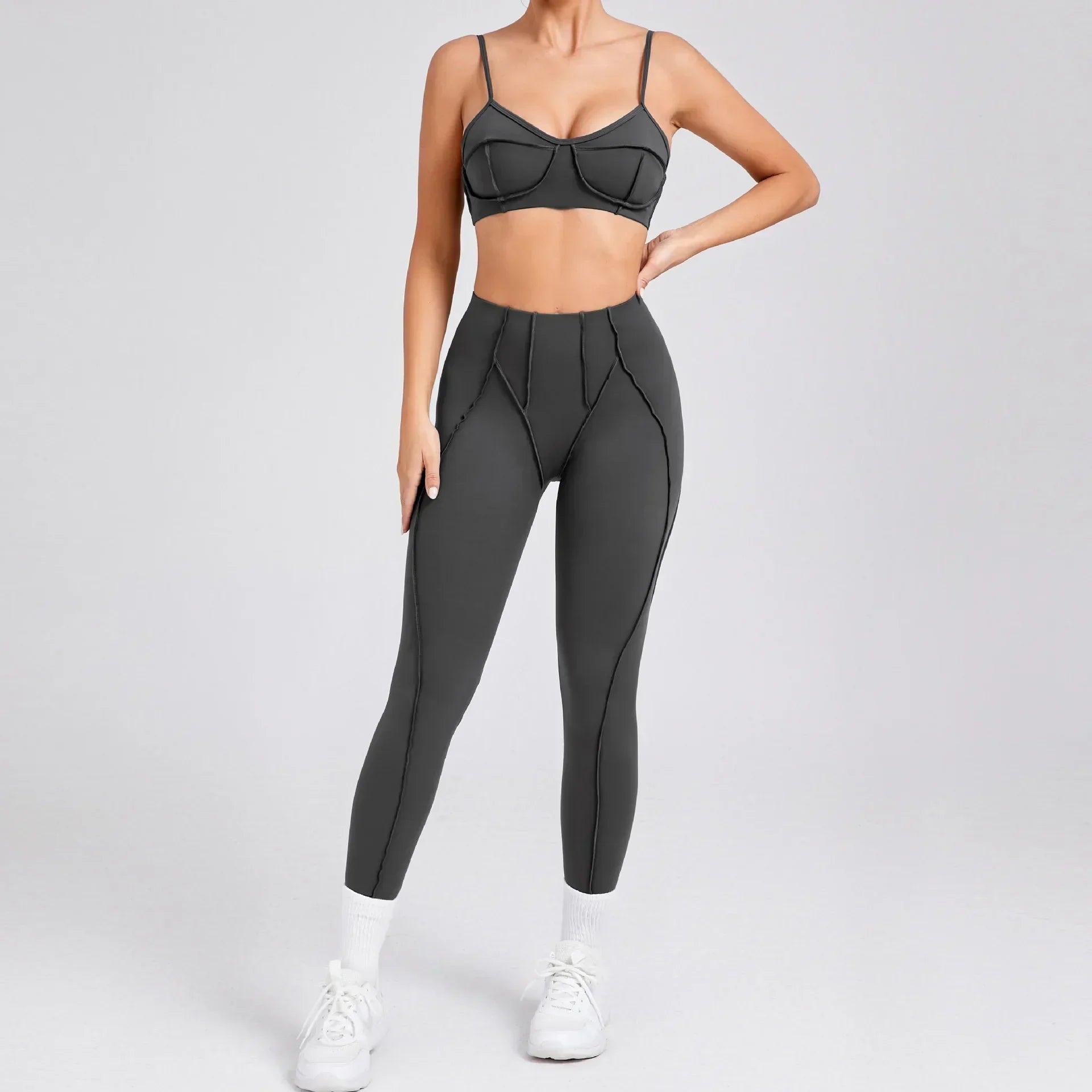 Women’s Seamless Yoga Set – High-Waist Leggings & Backless Bra