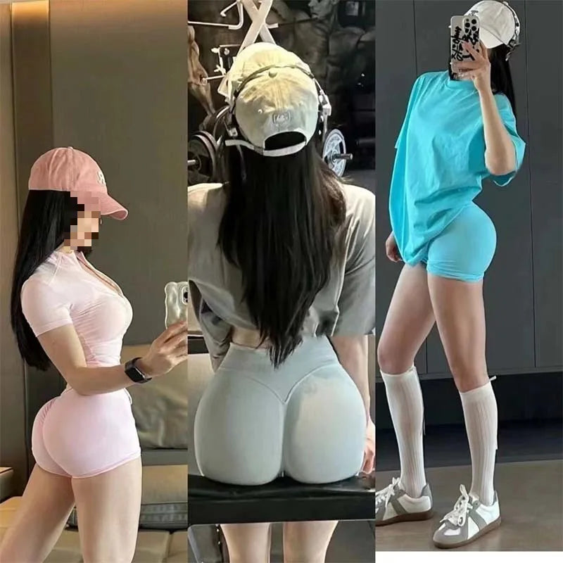 Seamless High-Waist Fitness Shorts – Peach Hip