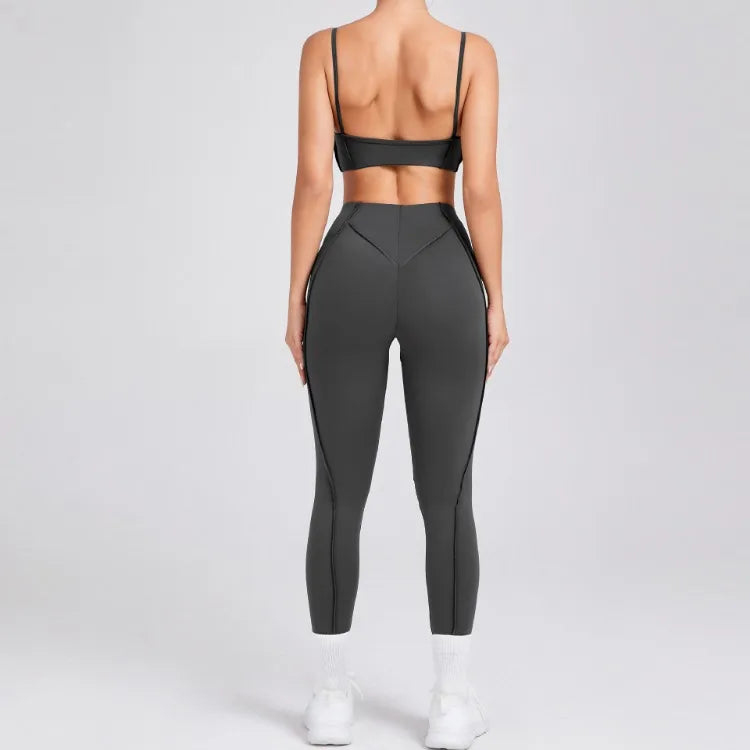 Women’s Seamless Yoga Set – High-Waist Leggings & Backless Bra