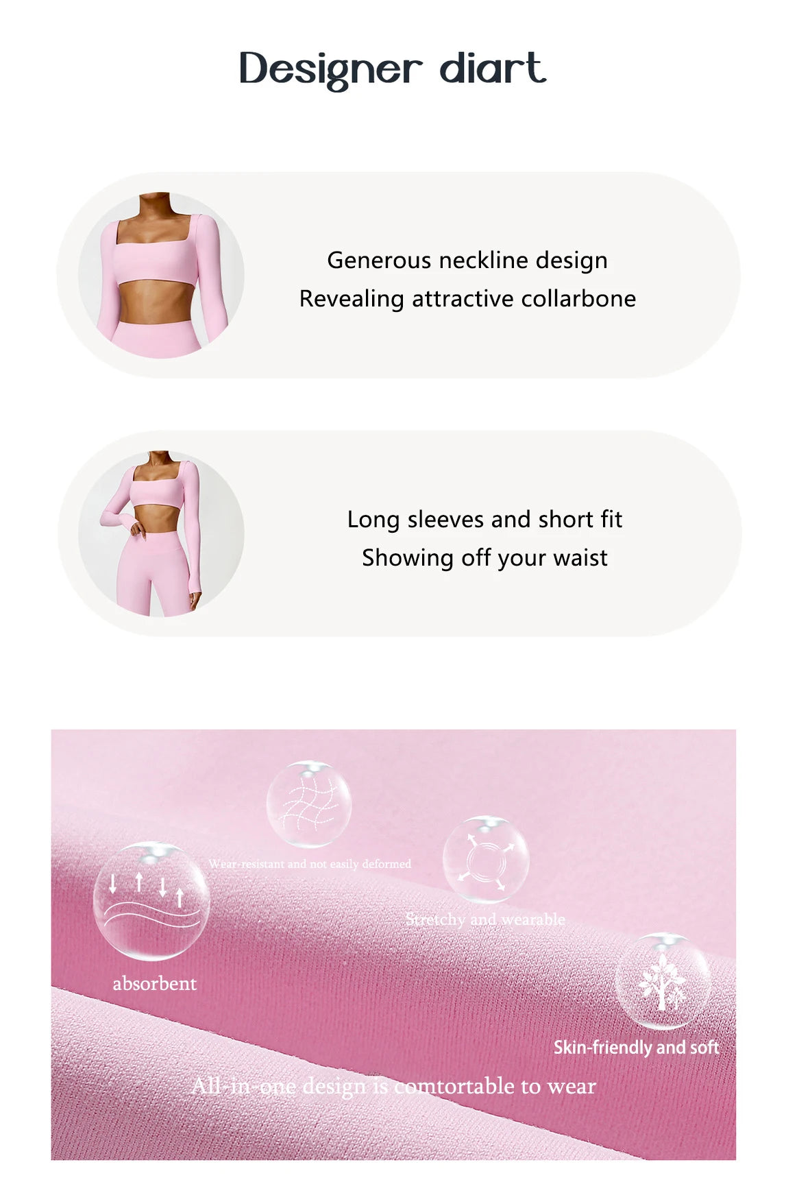 Women’s Quick-Dry Sports Crop Top – Long Sleeve