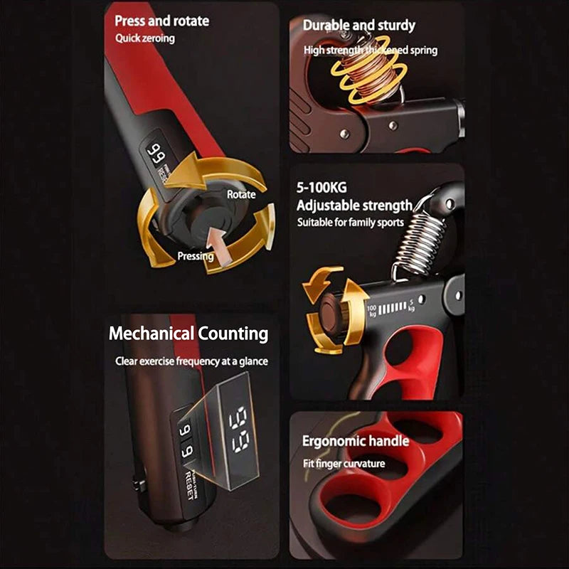 Adjustable Hand Grip Strengthener – 5–150kg Resistance