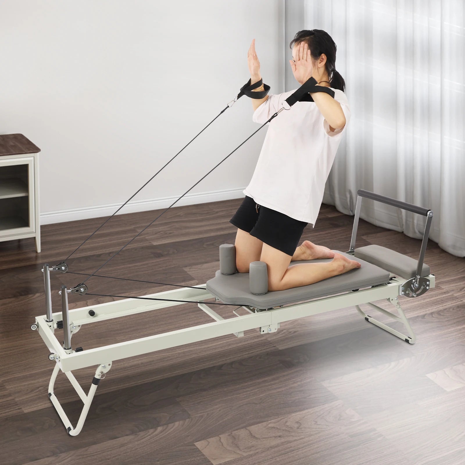 Foldable Steel Pilates Reformer Machine – Black/Grey