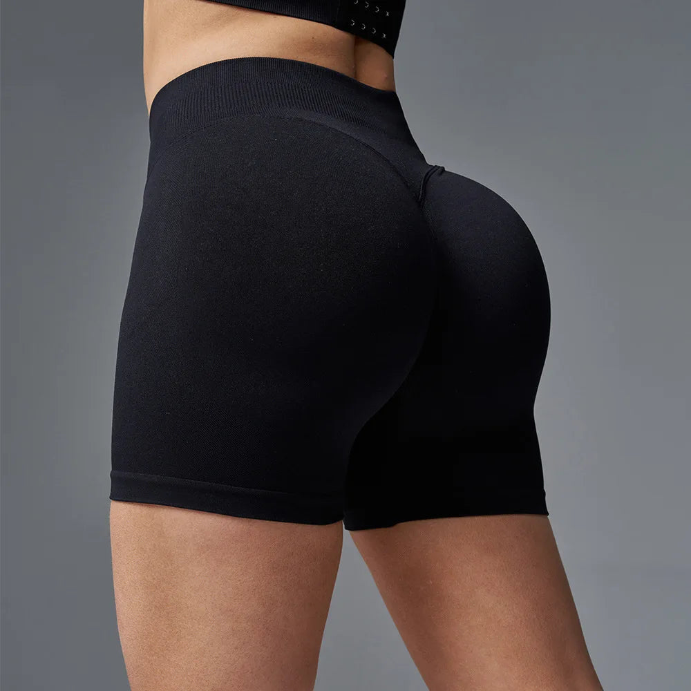 Seamless High-Waist Fitness Shorts – Peach Hip