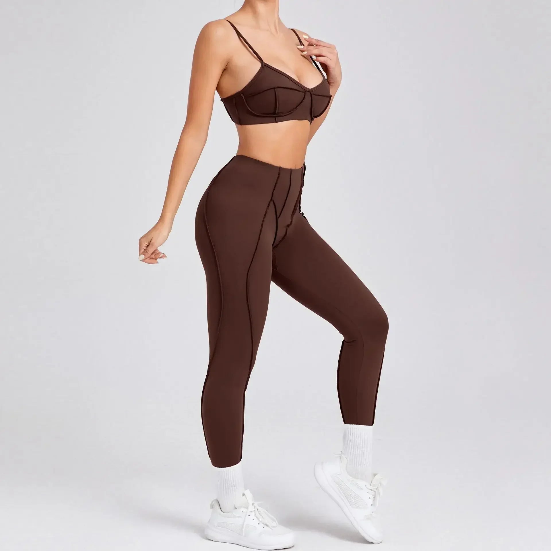 Women’s Seamless Yoga Set – High-Waist Leggings & Backless Bra